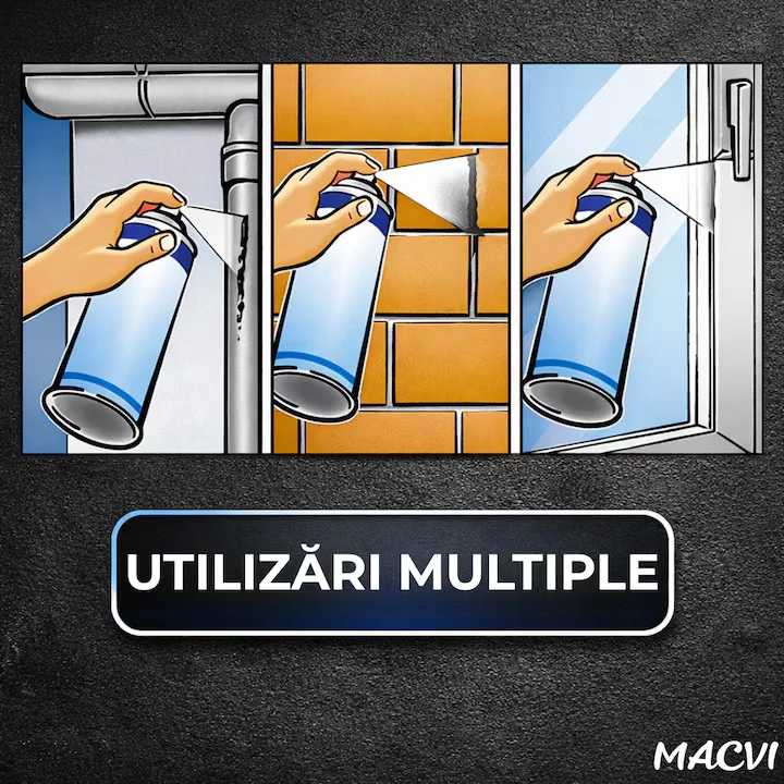 Spray Etansare Macvi® 450ml Hidroizolatie Rapida, Impermeabilizare Crapaturi, Protectie de Lunga Durata, Negru - imagine 3