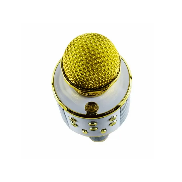 Microfon Karaoke Macvi® DS878, Metalic, Sunet de Calitate, Redare Card Memorie, Galben - imagine 2