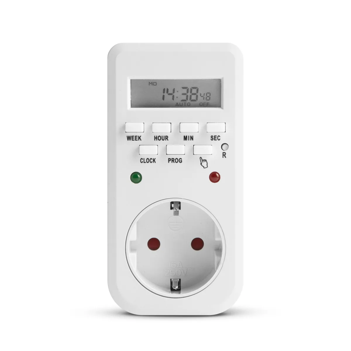 Priza cu temporizator digital, 16A, 3680W, programare saptamanala, LCD, LED