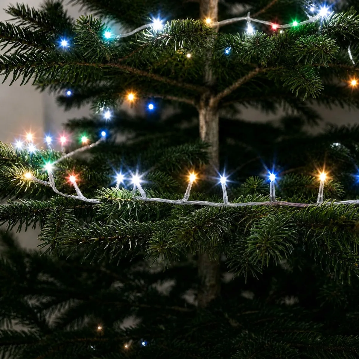 Instalatie de Craciun 30 m, 600 LED multicolor, 8 jocuri lumini, timer, IP44, cablu transparent - imagine 4