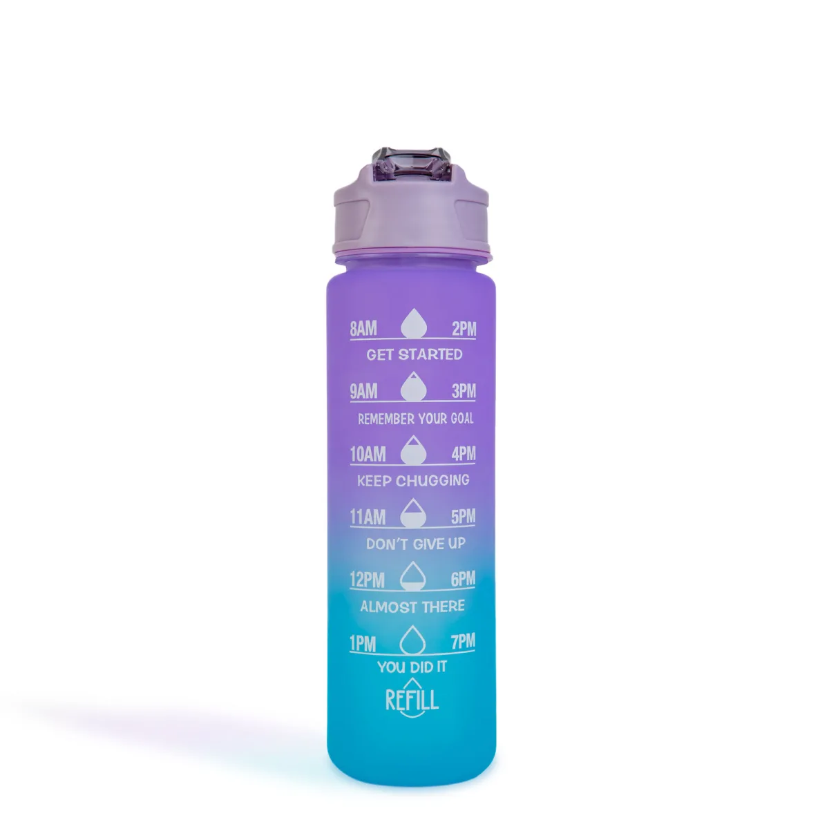 Bidon sport 750 ml, plastic opac degradé, capac etans, cu curea, multicolor - imagine 12