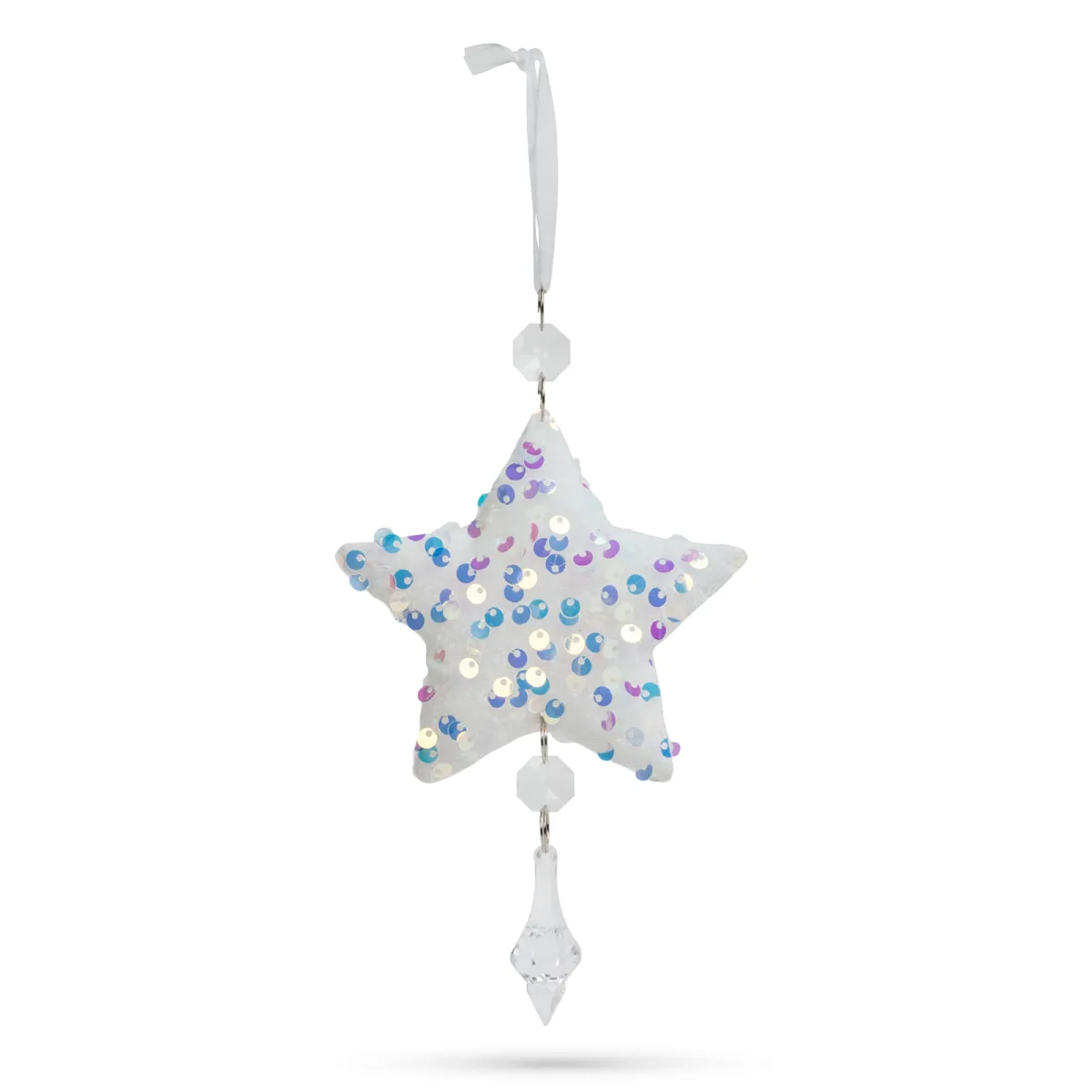 Decoratiune brad fulg sau stea irizata acrilica, 12,5 cm - imagine 4