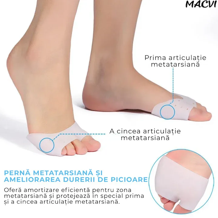 Protectii Gel pentru Degete si Antepicior, MACVI, Set 1 Pereche, Silicon, Ameliorare Dureri Monturi si Fasciita Plantara - imagine 5