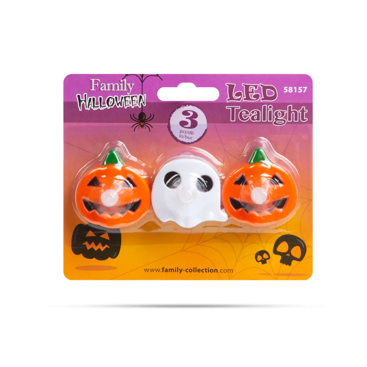 Set lumini LED Halloween 3 piese dovleac si fantoma, iluminare alb cald - imagine 2
