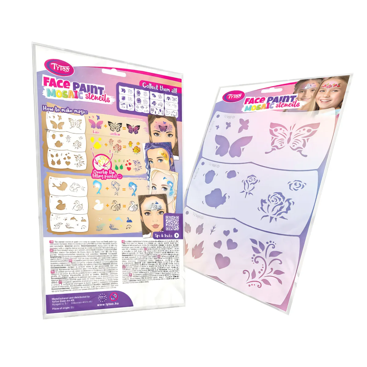 Set Sabloane Pictura pe Fata pentru Copii, Fluture si Trandafir, 3 Bucati - imagine 2