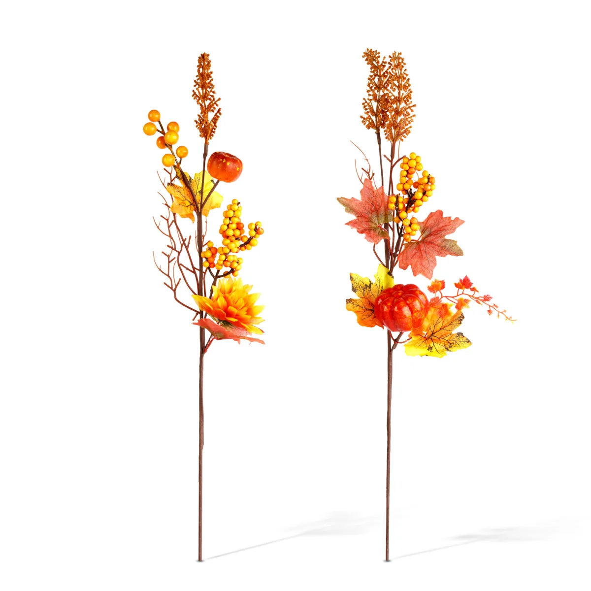 Crenguta decorativa cu fructe de padure, 62 cm, culori calde, rosu, portocaliu, maro - imagine 2