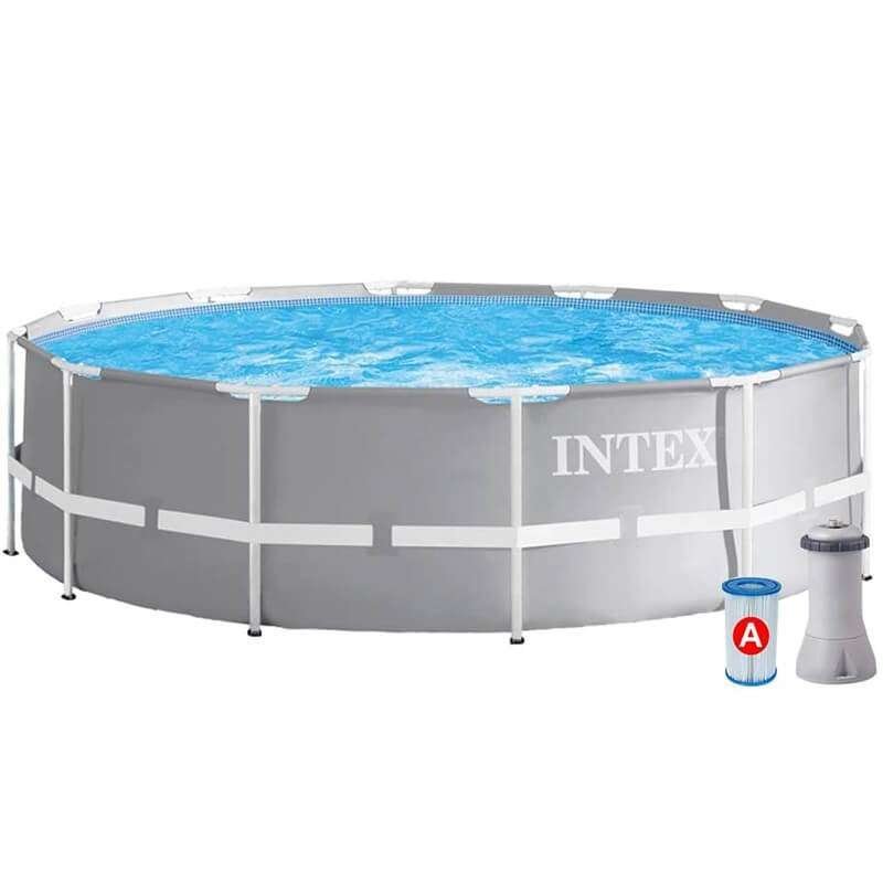 Piscina cadru metalic Intex Prisma Frame, 366×76 cm, 6.500 litri, cu pompa de filtrare