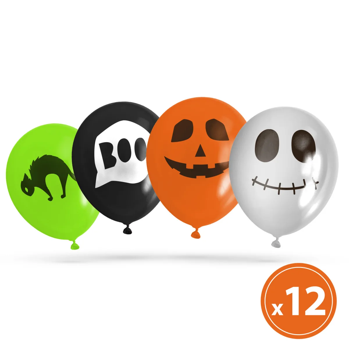 Baloane Halloween set 12 bucati, baloane latex, 4 culori si modele