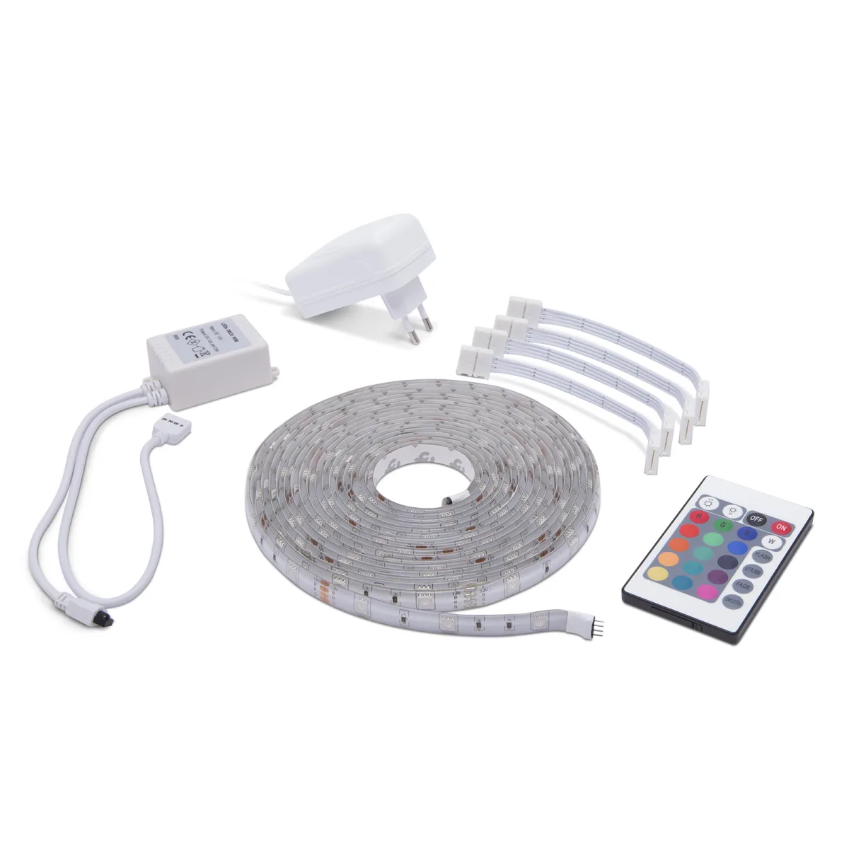 Set banda LED RGB 5m, telecomanda, IP65 exterior, iluminare ambientala multicolor