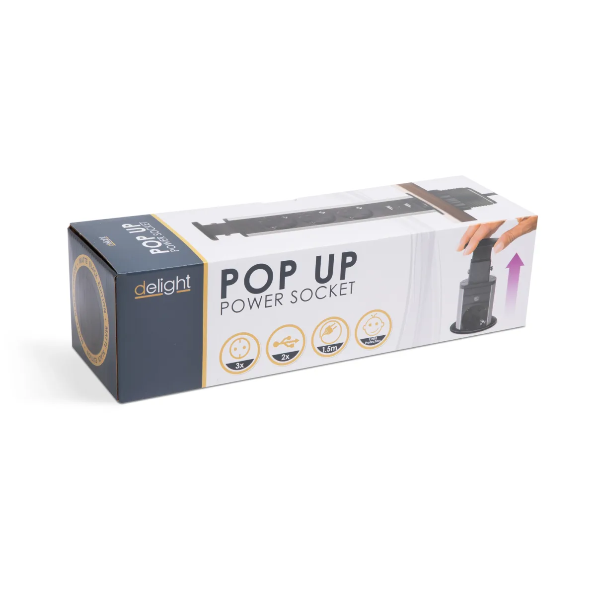 Priza incastrabila birou, 3 prize, 2 USB, 3500W, negru mat, pop up, 230V - imagine 5