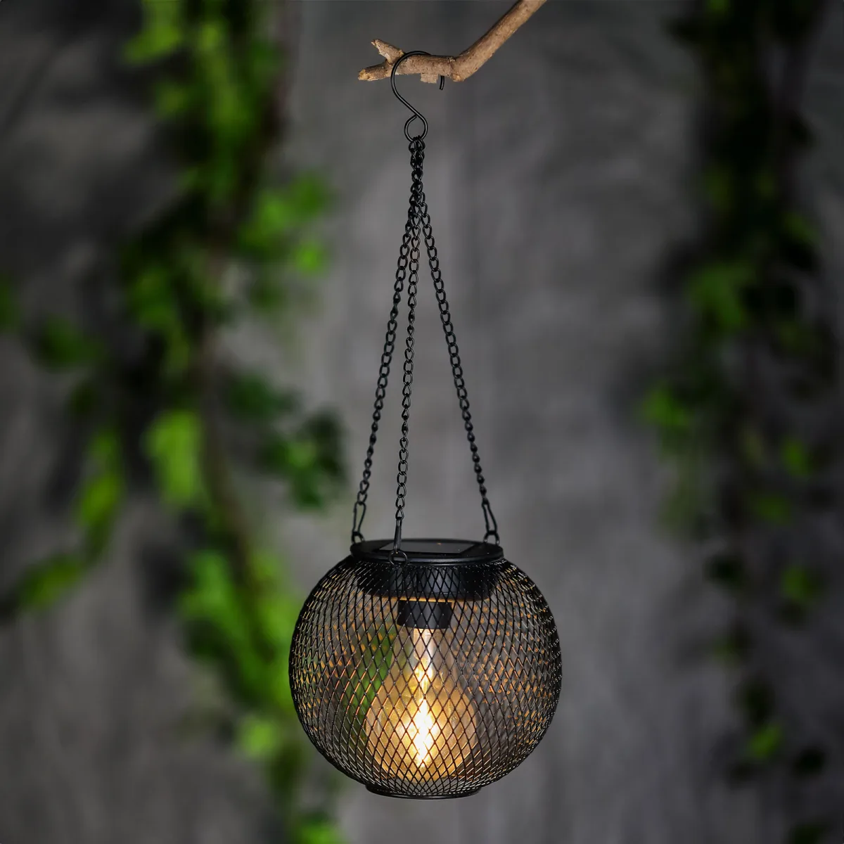 Lampa solara LED suspendata Ø14.5x13.5 cm alb cald pentru gradina, terasa, balcon IP44