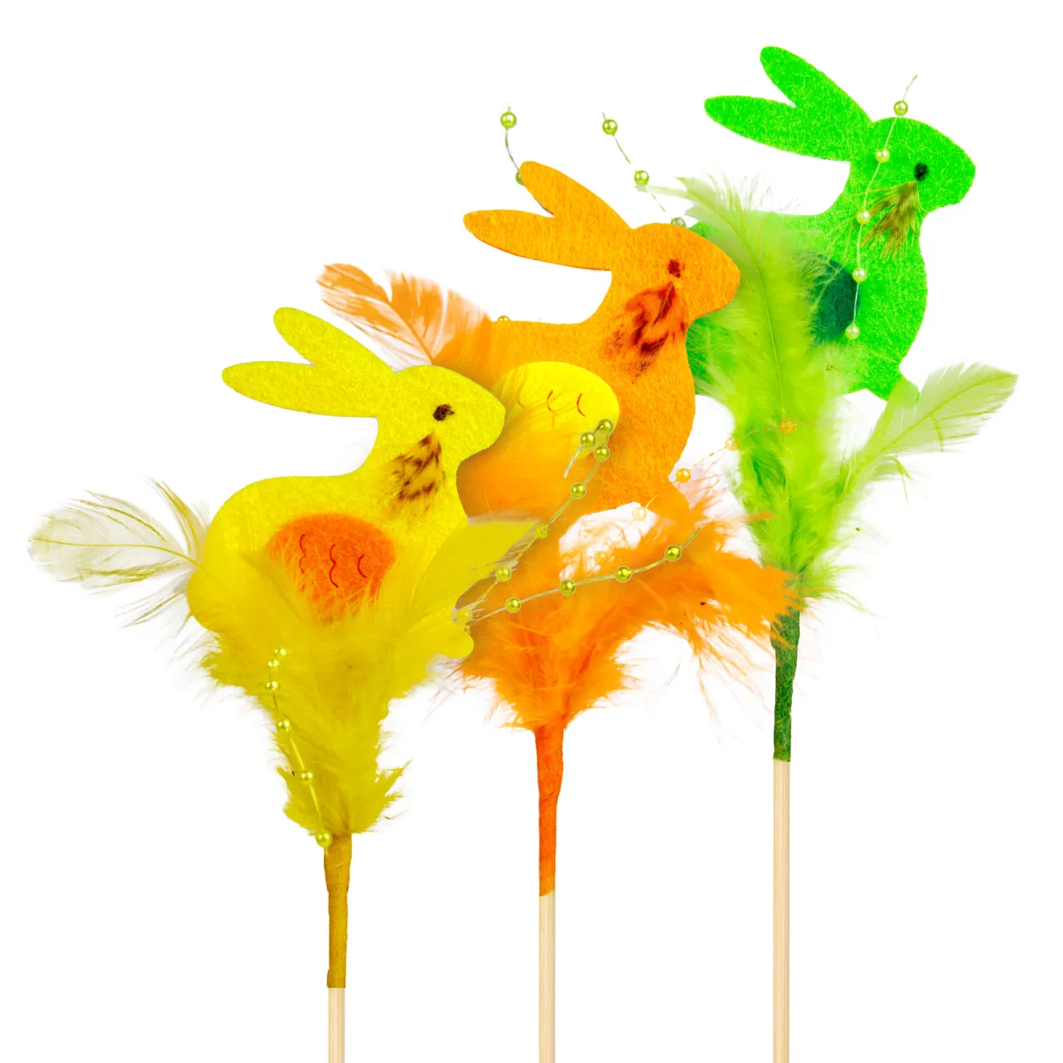 Decor Paste iepuras pe bat, decoratiune Paste pentru ghiveci si gradina, figurina iepure 23 cm - imagine 2