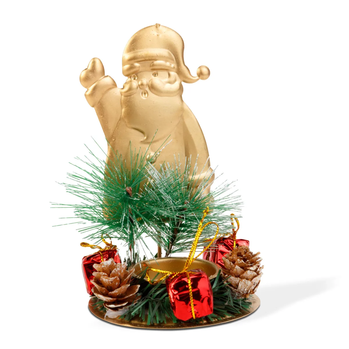 Suport lumanare, Mos Craciun, cupru, 8x13cm, LED - imagine 2