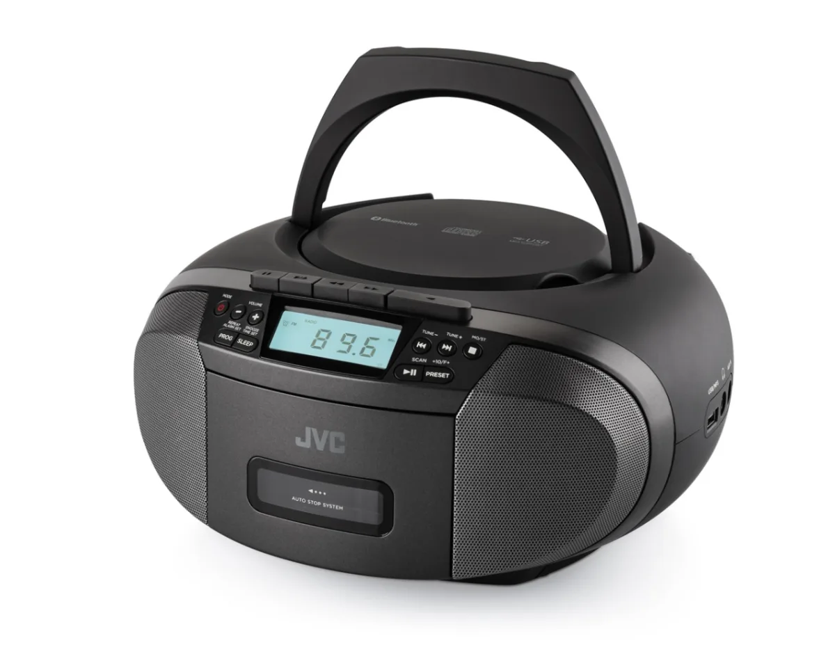 Radiocasetofon stereo cu CD JVC RC-E444B, 4W RMS, Bluetooth, USB, afisaj LCD, ceas, negru - imagine 3