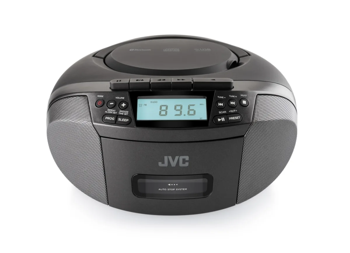 Radiocasetofon stereo cu CD JVC RC-E444B, 4W RMS, Bluetooth, USB, afisaj LCD, ceas, negru - imagine 6