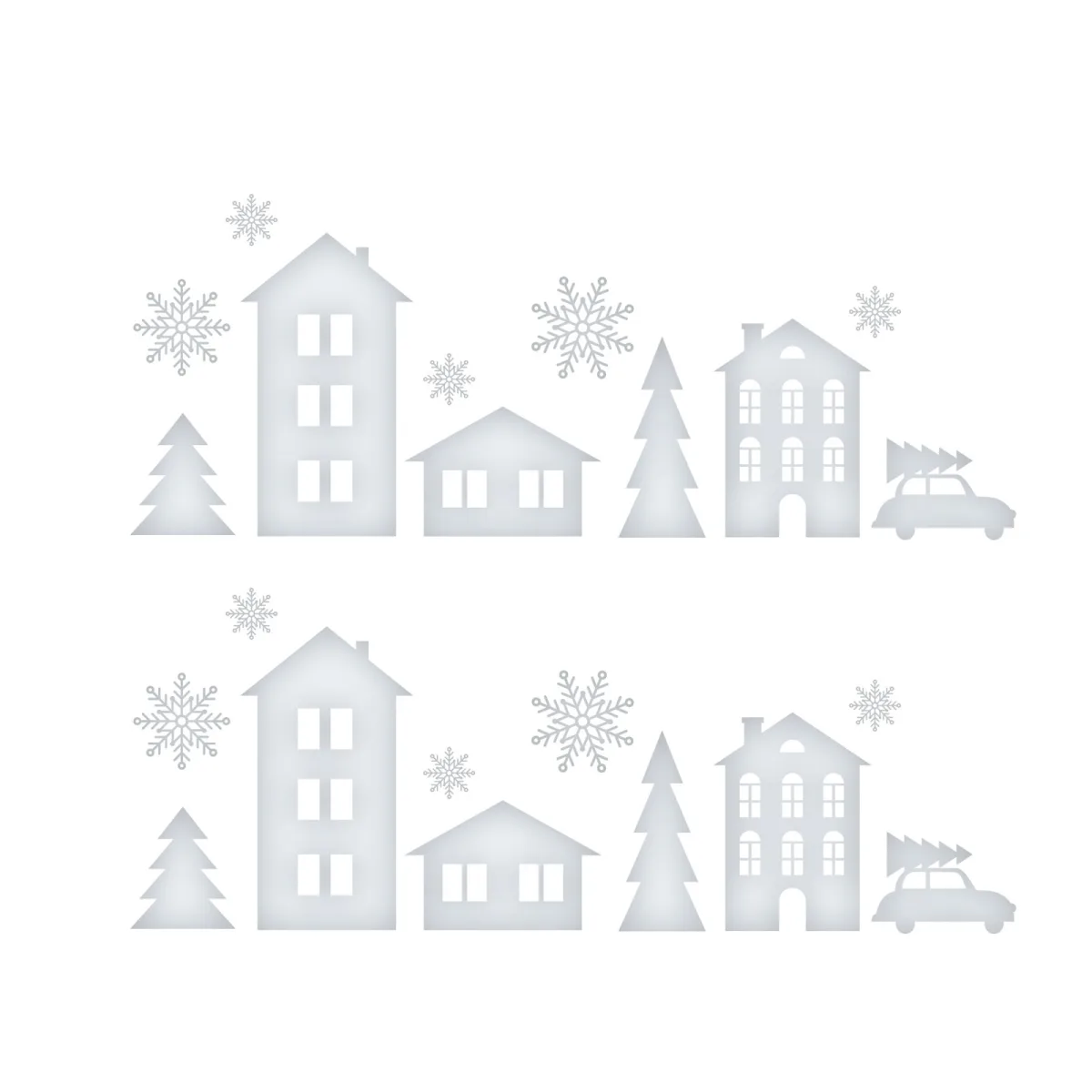 Decoratiune geam Craciun peisaj iarna 37.5 x 27 cm, sticker fereastra