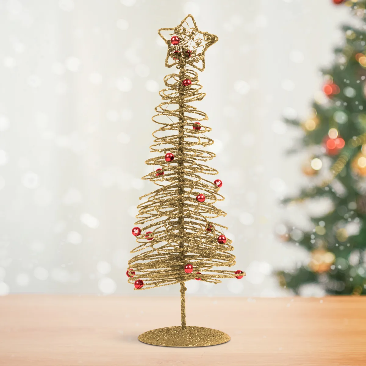 Bradut decorativ Craciun metalic 28 cm, auriu