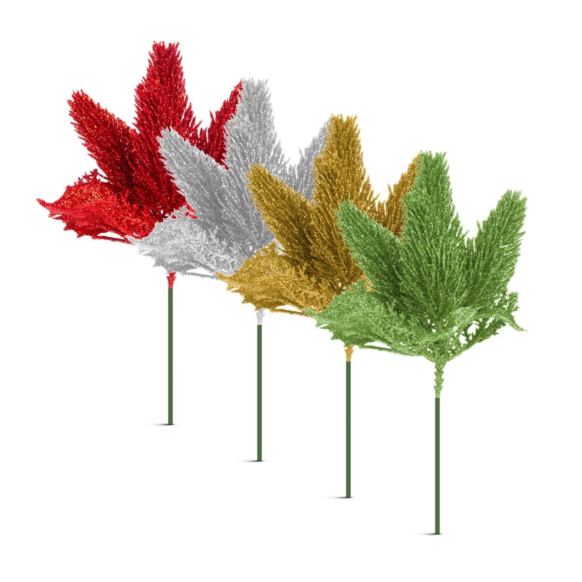 Decoratiune Craciun cu tija 22 cm, ornament flexibil cu sclipici multicolor