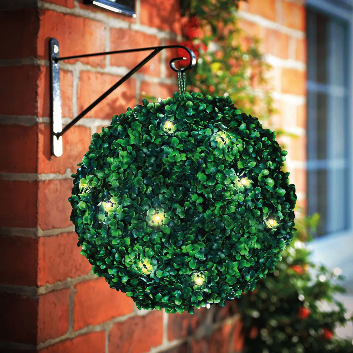 Arbust solar suspendat 25 cm cu 20 LED alb cald, decor gradina solar IP44, planta artificiala iluminata - imagine 3