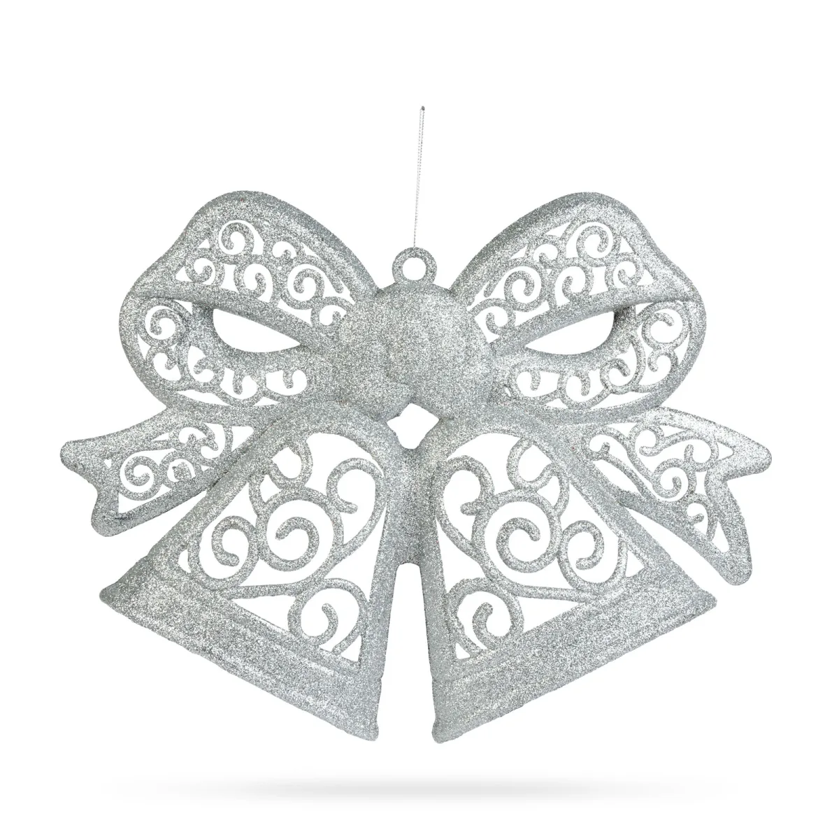 Fundita decorativa Craciun, 35 cm, argintie - imagine 2