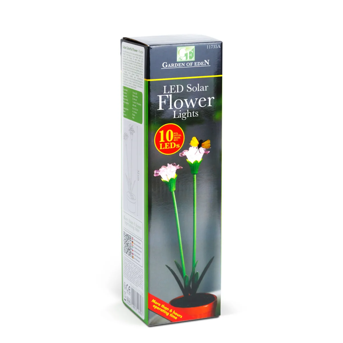 Lampa solara floare violet 10 LED alb cald, 8 x 8 x 32 cm, iluminat decorativ gradina, cu tarus, IP44 - imagine 4