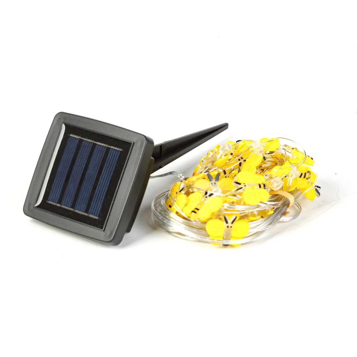Instalatie solara LED albine 2.4 m, 25 LED alb cald, ghirlanda luminoasa gradina exterior IP44 - imagine 2