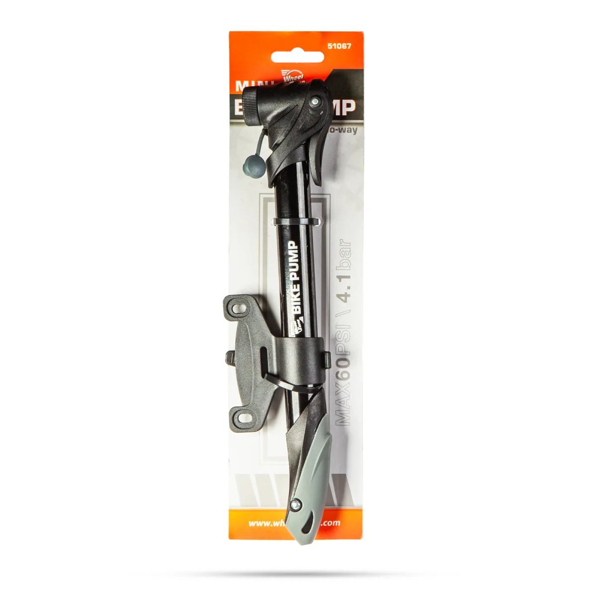 Pompa bicicleta compacta 60 PSI, pompa manuala bidirectionala cu suport cadru, negru - imagine 3