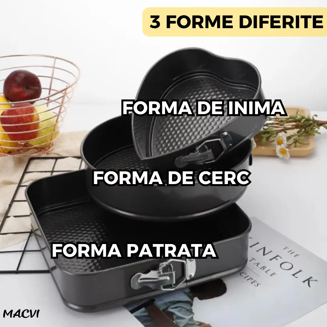 Set 3 Tavi pentru Prajituri Macvi® din metal diverse forme negre - imagine 4