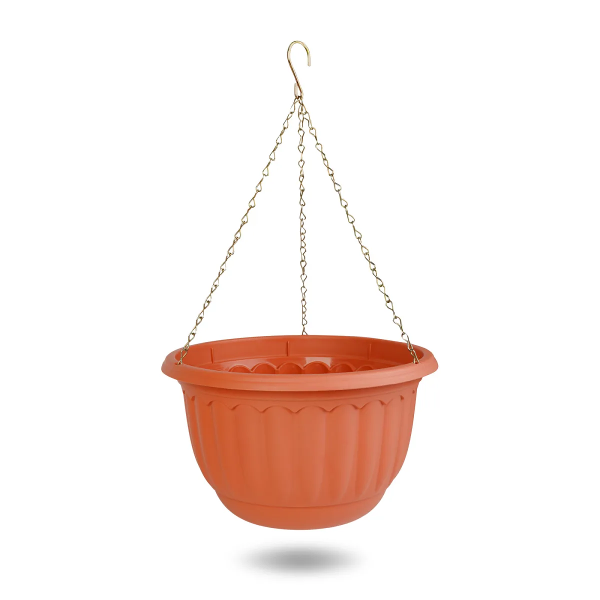 Ghiveci suspendat din plastic cu lant, culoare teracota, Ø30 x 18 cm, pentru flori balcon si gradina - imagine 2