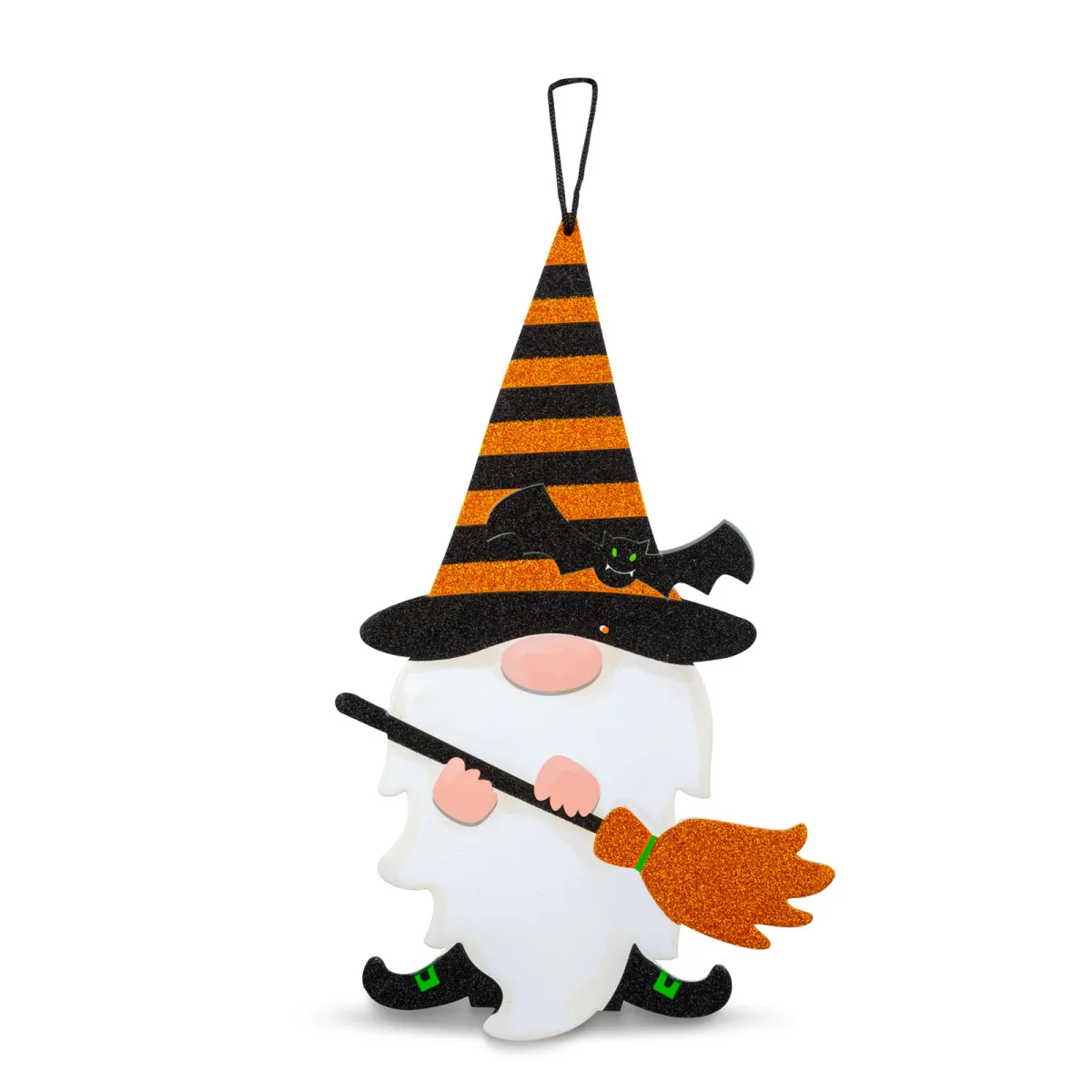 Decor Halloween elf agatat, spuma, 44x26 cm, portocaliu stralucitor, negru - imagine 2