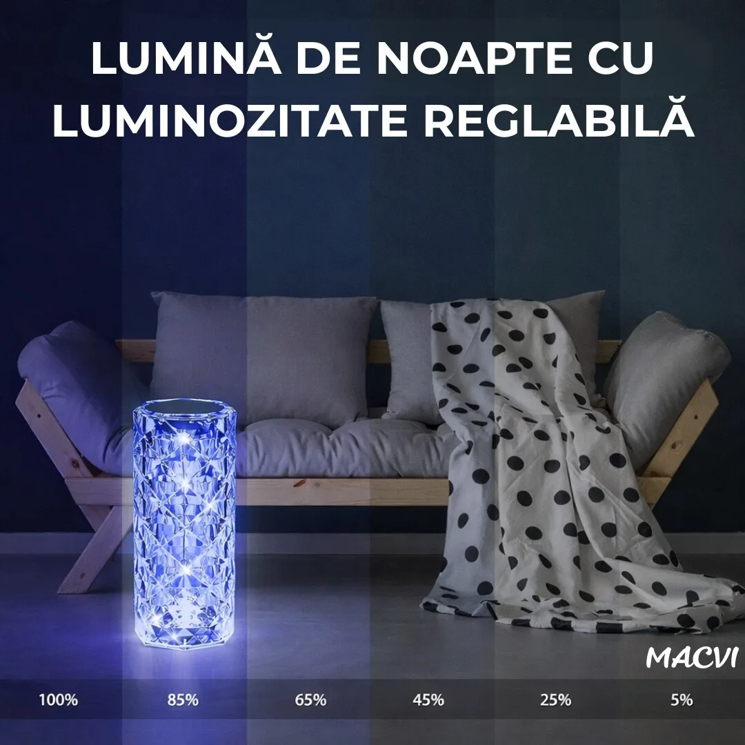 Veioza Cristal Macvi® RGB Eleganta cu Telecomanda - imagine 5