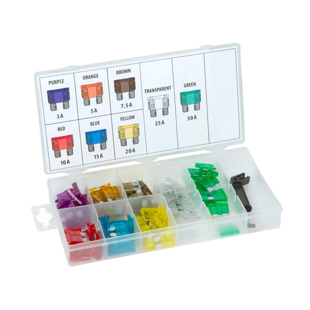 Set Sigurante Auto cu Extractor, 3–30A, 97 buc in Cutie Organizatoare (6–24V)