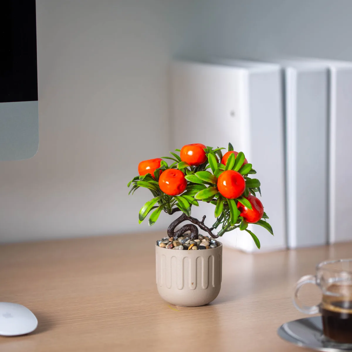 Planta artificiala decorativa cu fructe 18 cm, 3 modele, aranjament casa birou, design realist