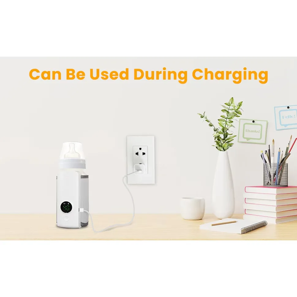 Incalzitor portabil pentru biberoane MACVI, 6 niveluri temperatura, mentinere caldura pana la 5 ore, alimentare USB, 300 ml - imagine 2