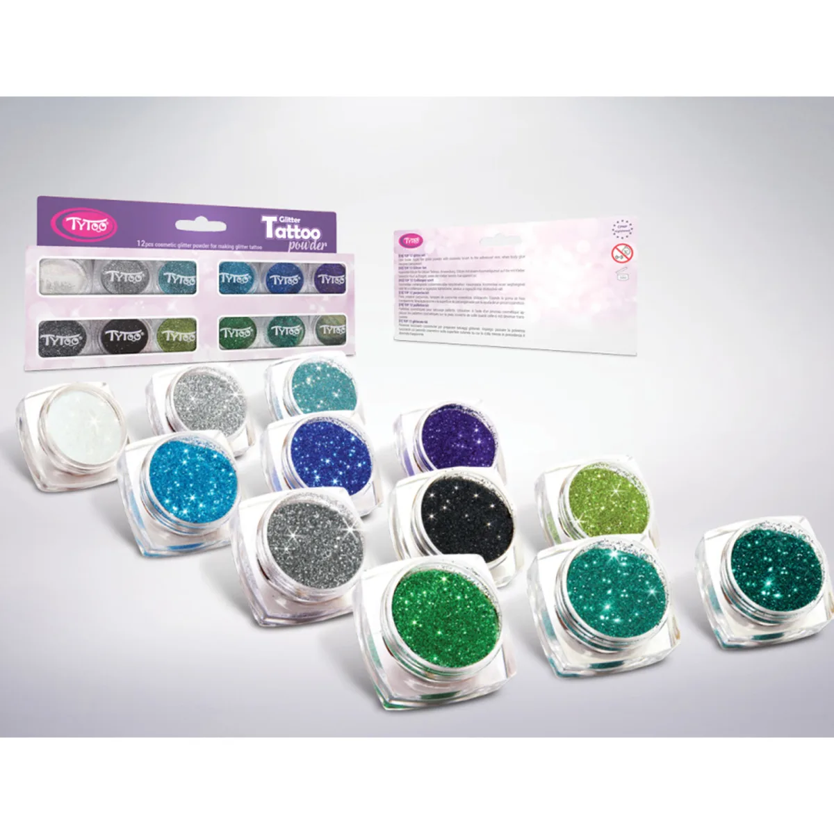 Set Sclipici Cosmetic pentru Tatuaje si Unghii, 12 Culori Reci