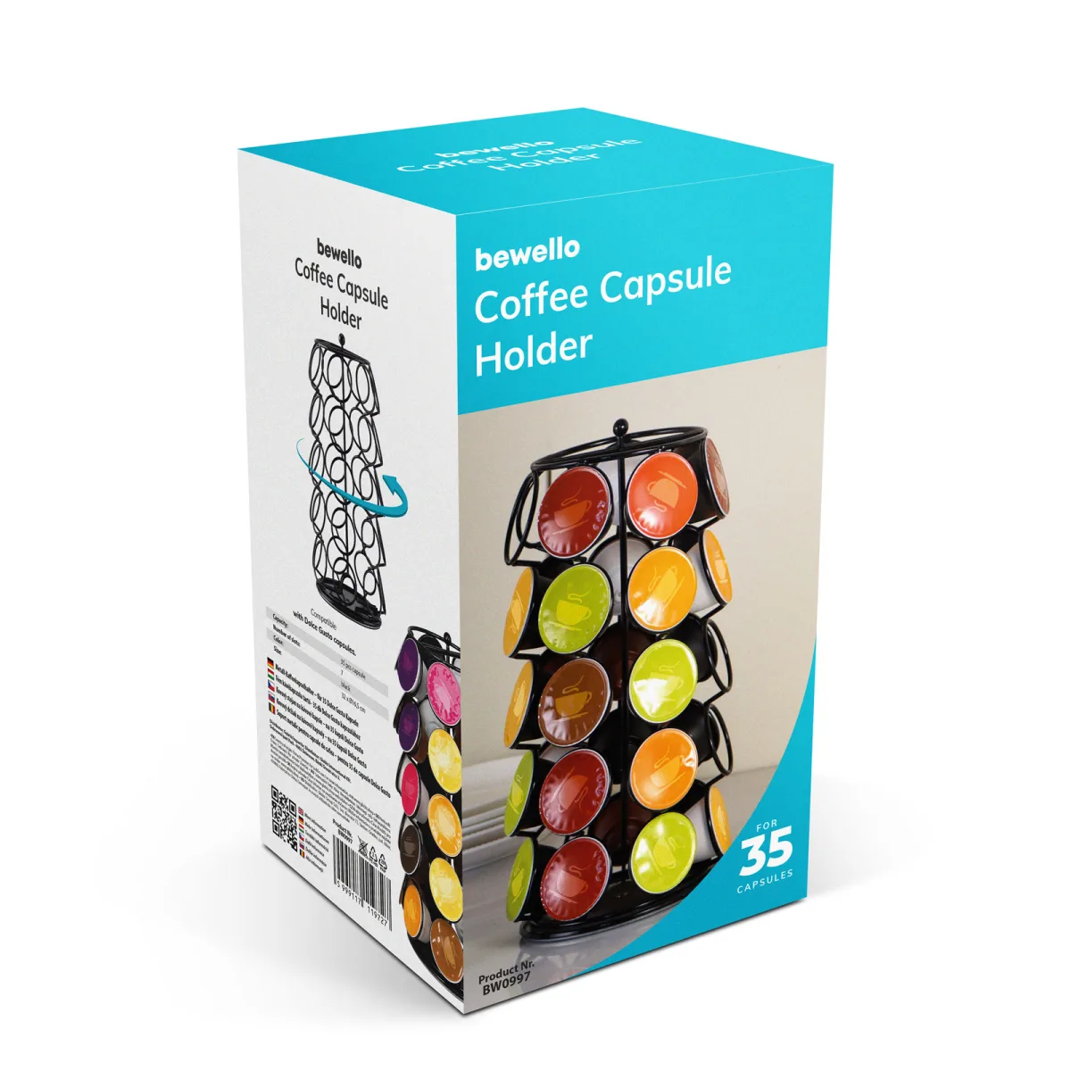 Suport capsule cafea Dolce Gusto 35 capsule, metal rotativ, negru, organizator pentru espressor - imagine 3