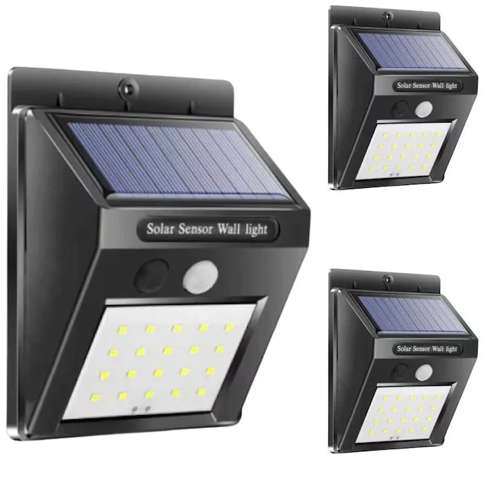 Set 3 x Lampa Solara Macvi® cu Senzor de Miscare, 30 LED-uri SMD, Rezistenta la Apa IP65, Moduri de Iluminare Continua, Economic si Senzor