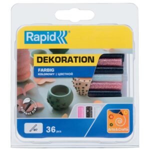 Set 36 batoane de adeziv, decoratii, colorate, cu sclipici, 7 x 90 mm Rapid 5001423