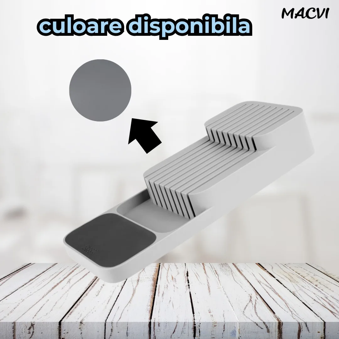 Suport sertar pentru cutite Macvi® organizator compact depozitare sigura material durabil design ergonomic stabilitate sporita economie de spatiu - imagine 3