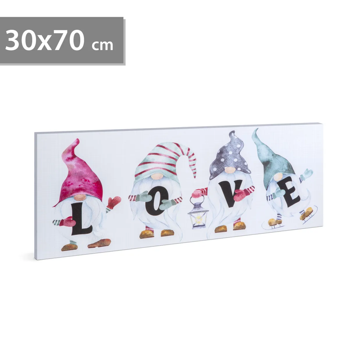 Tablou LED LOVE 70 x 30 cm, decor perete cu lumina alb cald, baterii 2 x AA