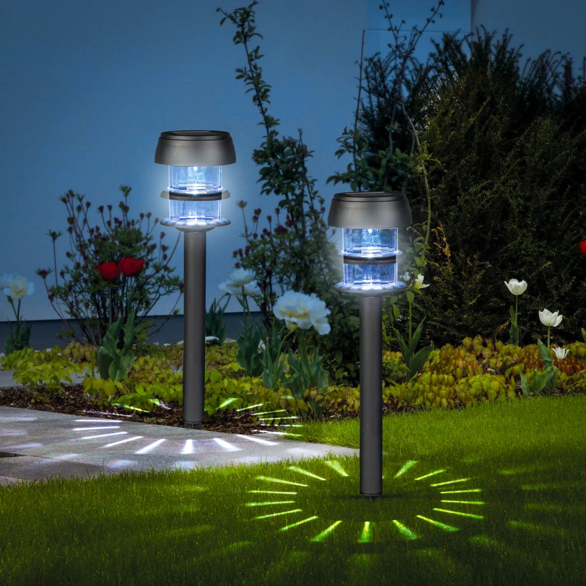 Lampa solara gradina, 1 LED alb rece, 7.5 x 7.5 x 40 cm, iluminat alei terasa, IP44