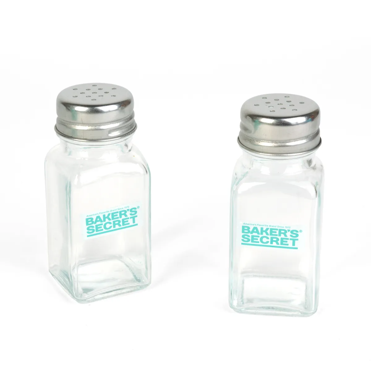 Set solnita si pipernita Baker's Secret 2 piese sticla 9.2 cm, cu capac inox pentru condimentare precisa