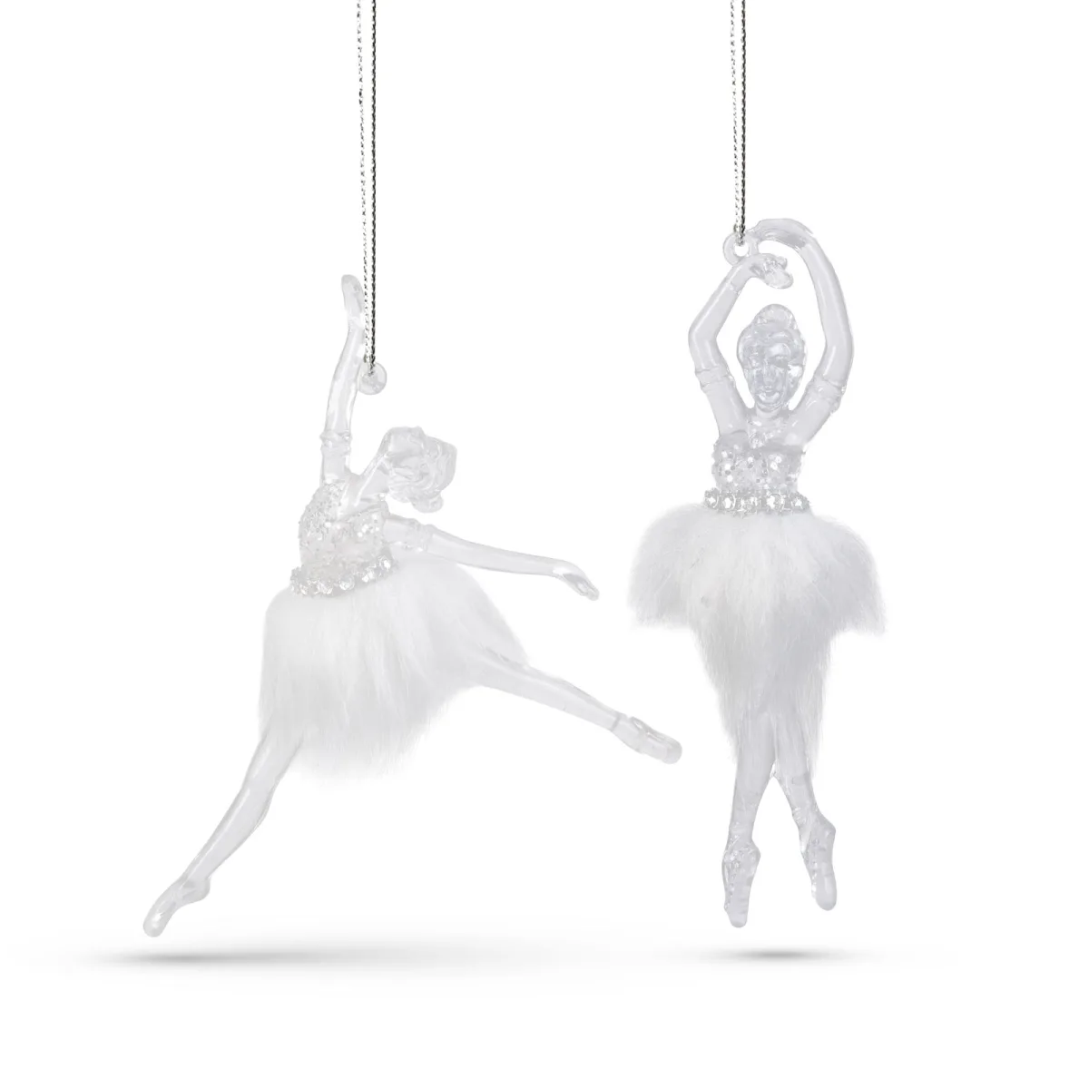 Decoratiune Craciun balerina acrilica 14 cm, efect irizat, set 2 buc - imagine 2