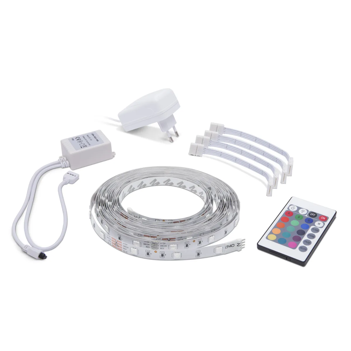 Set banda LED RGB 5m, telecomanda, iluminare ambientala interior, IP20