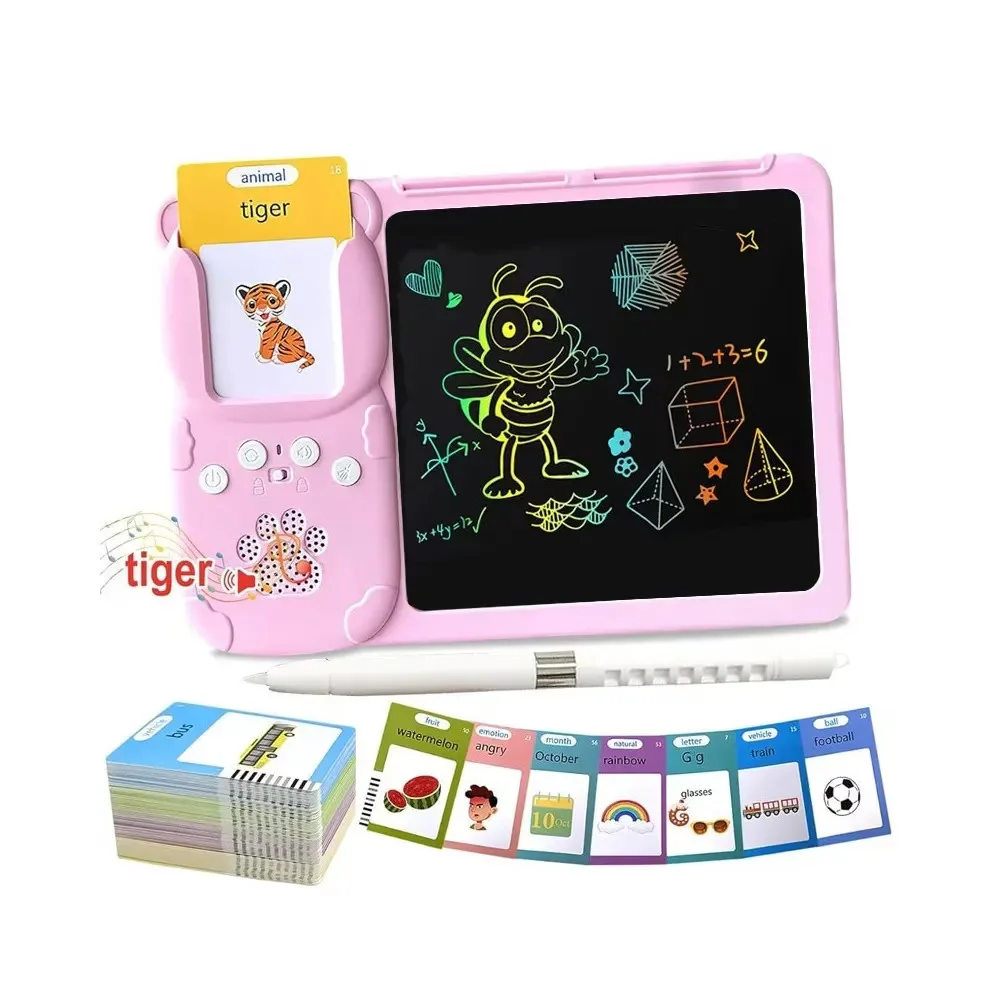 Tableta LCD Educativa Macvi® 2 in 1 pentru Copii cu Carduri Interactive si Cititor Montessori - imagine 2