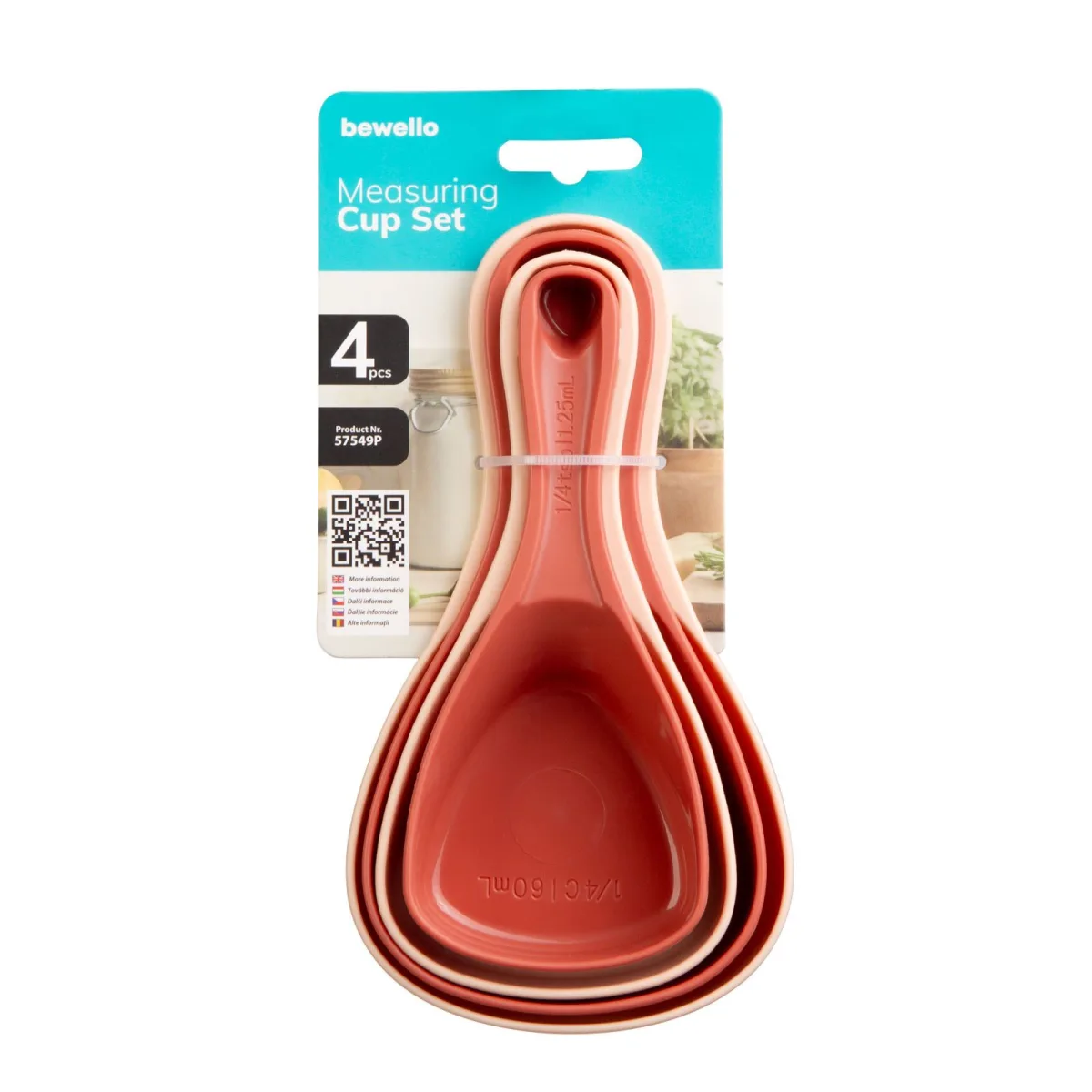 Set 4 linguri masurare, 60/ 85/ 125/ 250 ml, plastic, pentru gatit si copt, compacte, reutilizabile