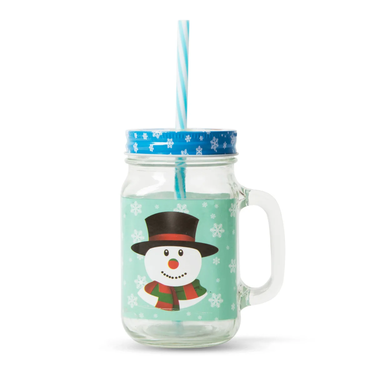Pahar Craciun 450 ml, cu pai si capac metalic - imagine 3