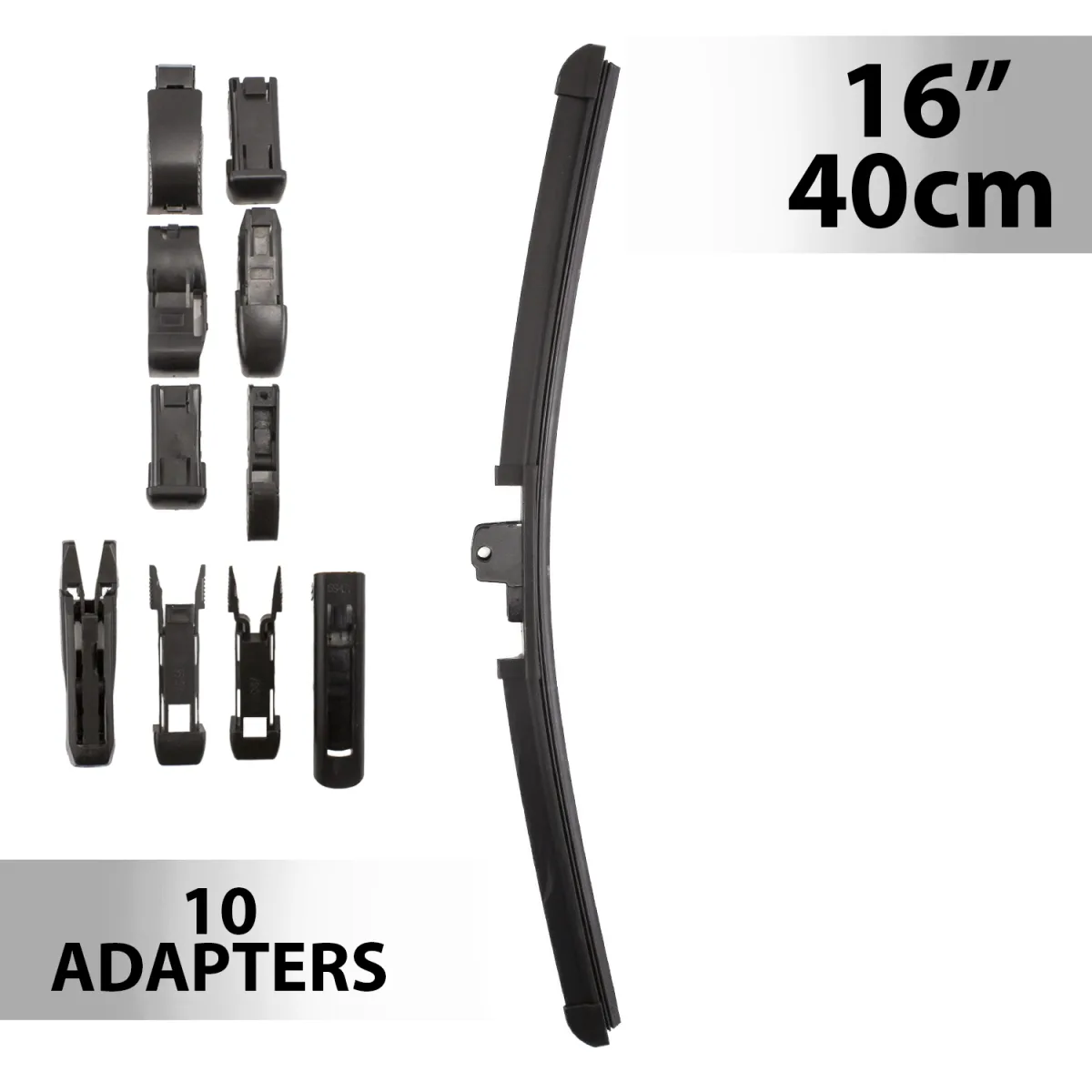 Stergator parbriz 16 inch, 40 cm, universal, 10 adaptoare, lama cauciuc, montaj usor