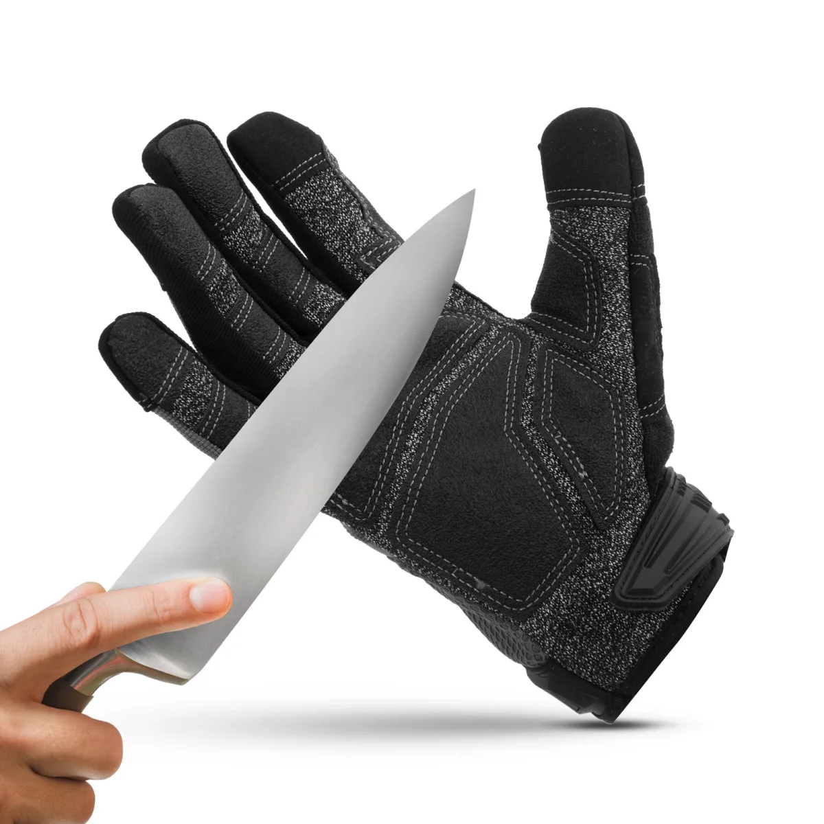 Manusi protectie XL rezistente la taiere cu Kevlar si varfuri tactile, standard EN388 2442E - imagine 2