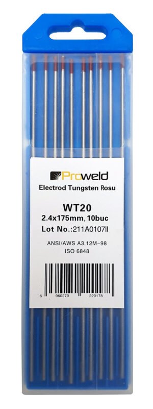 Electrozi tungsten rosu, ProWELD WT20  2.4x175mm, 10buc